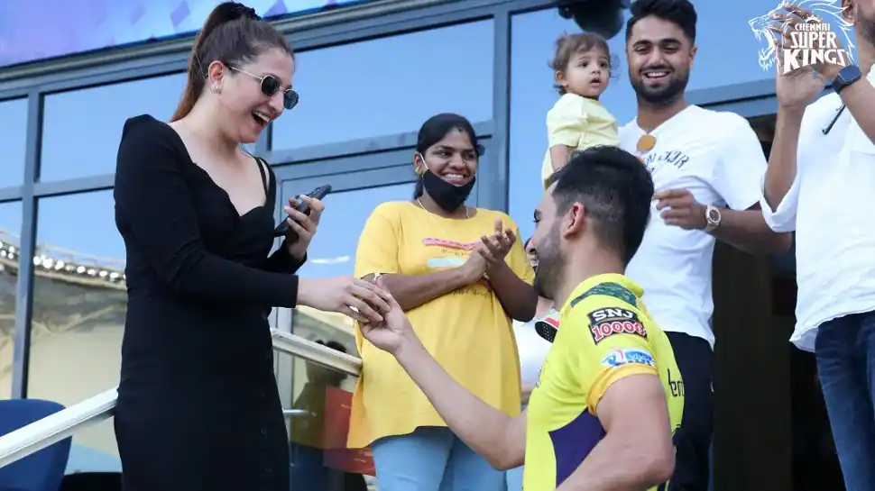 Peek: Deepak Chahar celebrate engagement with fiancé Jaya Bhardwaj with CSK teammates, video goes viral