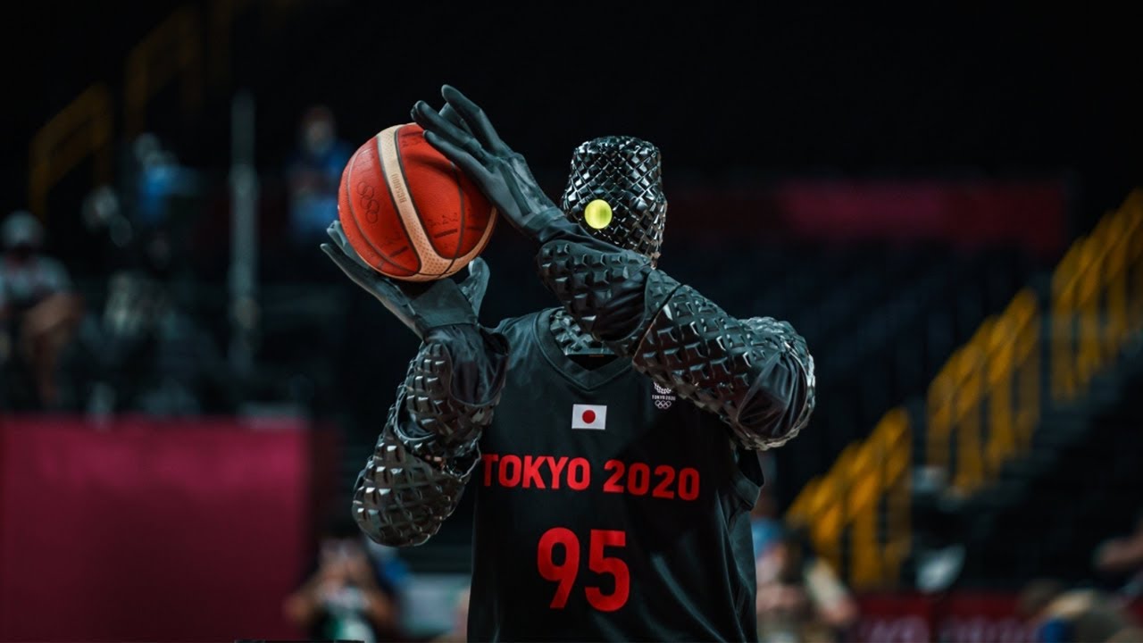 Creepy Japanese basketball robotic sinks free throws at some level of halftime at Olympics