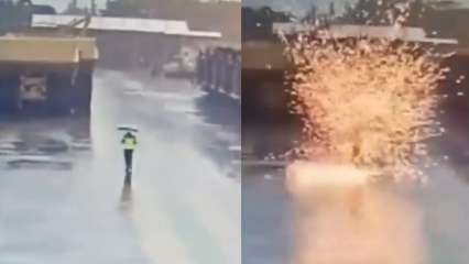 Man miraculously survives explosive lightning strike, moment caught on cam