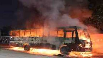 Passenger burnt alive after bus bursts into flames in UP’s Mathura