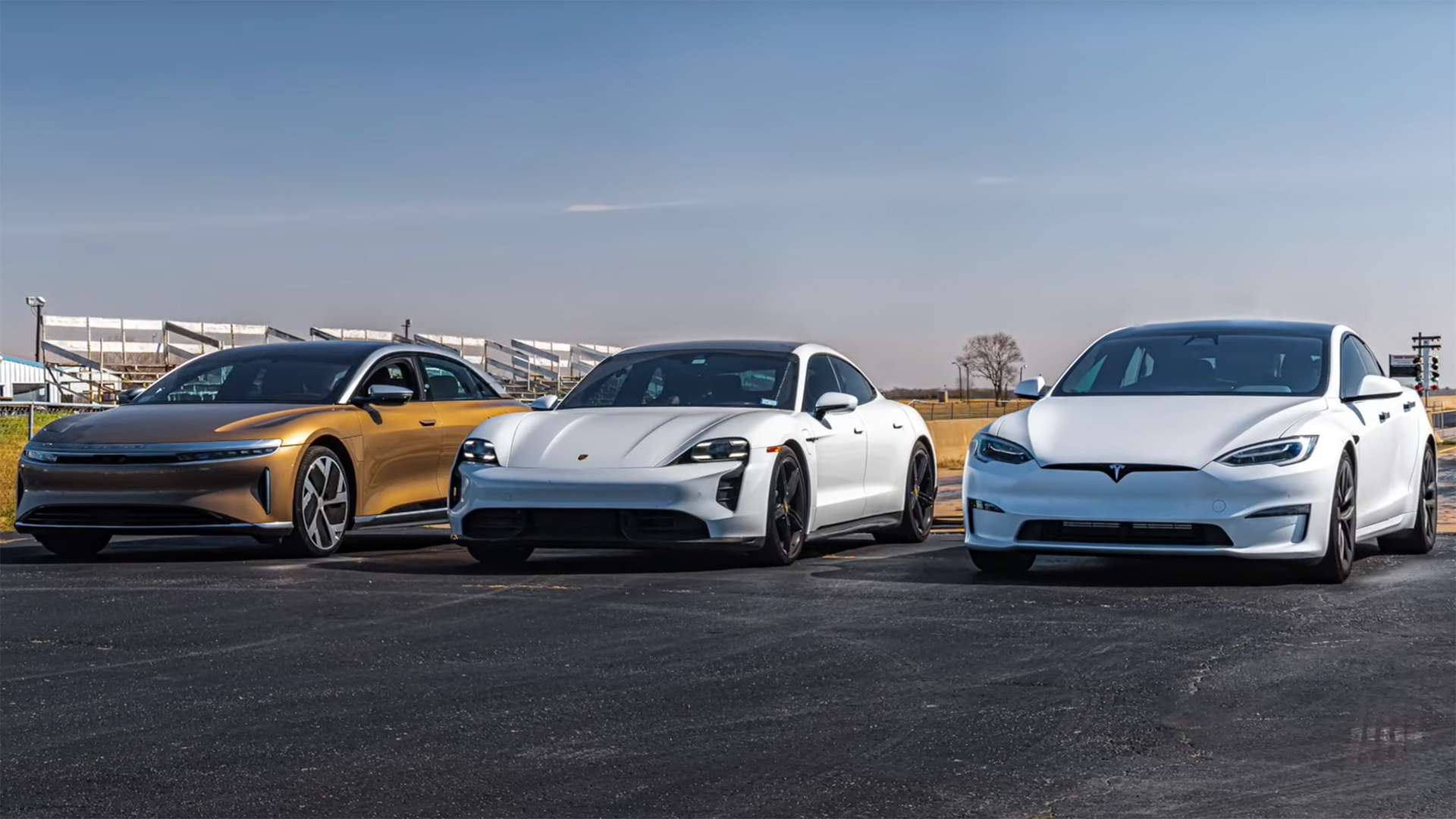 Discover Tesla, Lucid and Porsche EVs duke it out in a dart streak