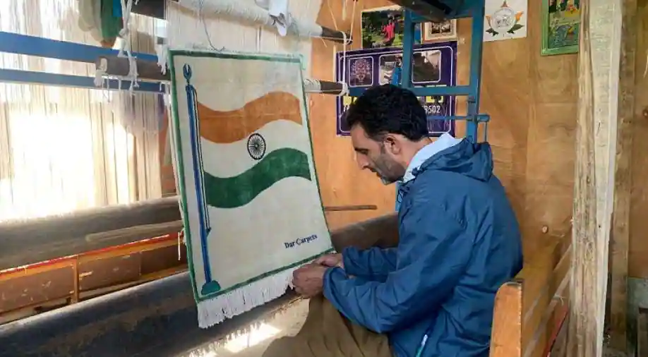 Artisan in Kashmir makes Indian nationwide flag on silk wall inserting, wishes it to be put up at Purple Castle
