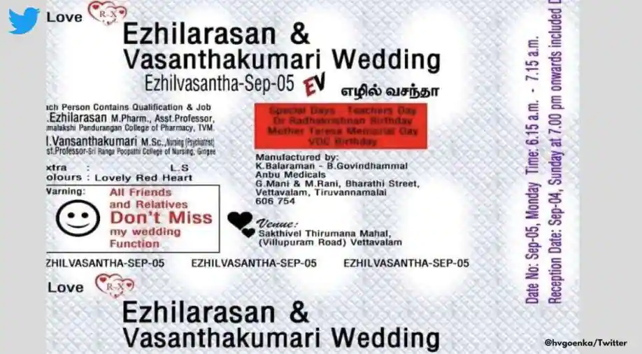 This offbeat wedding invite printed on a medicine leaf goes viral