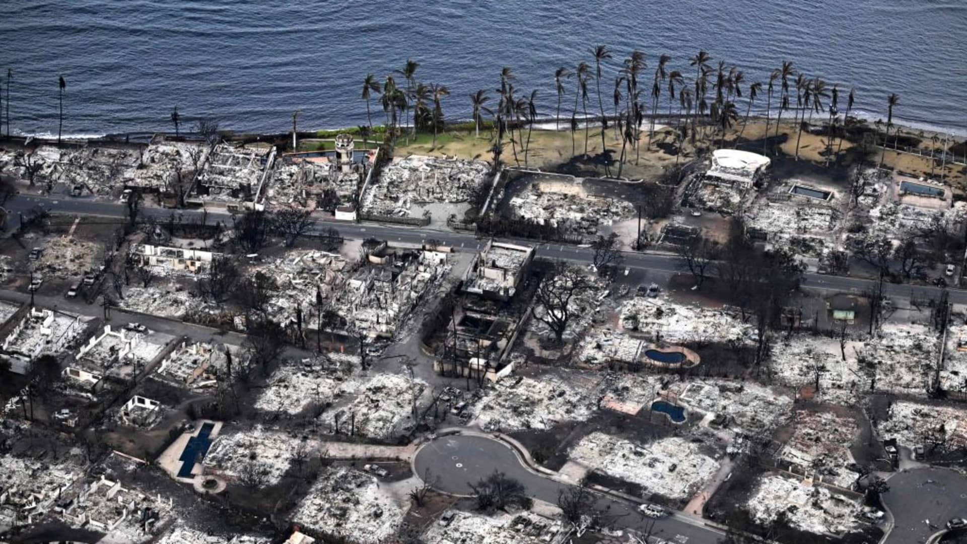Aerial photos present total destruction as wildfires ravage ancient Lahaina, Hawaii