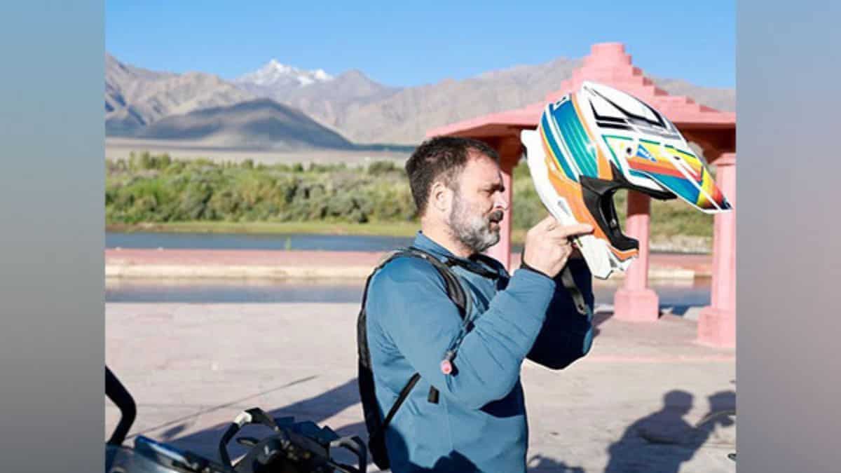 Rahul Gandhi embarks on bike lumber to Pangong Lake in Ladakh