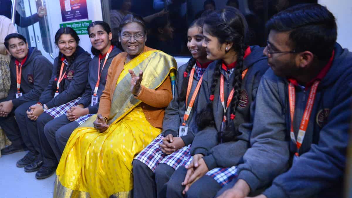 Gaze: Indian President Murmu travels by technique of Delhi Metro, engages with school teens