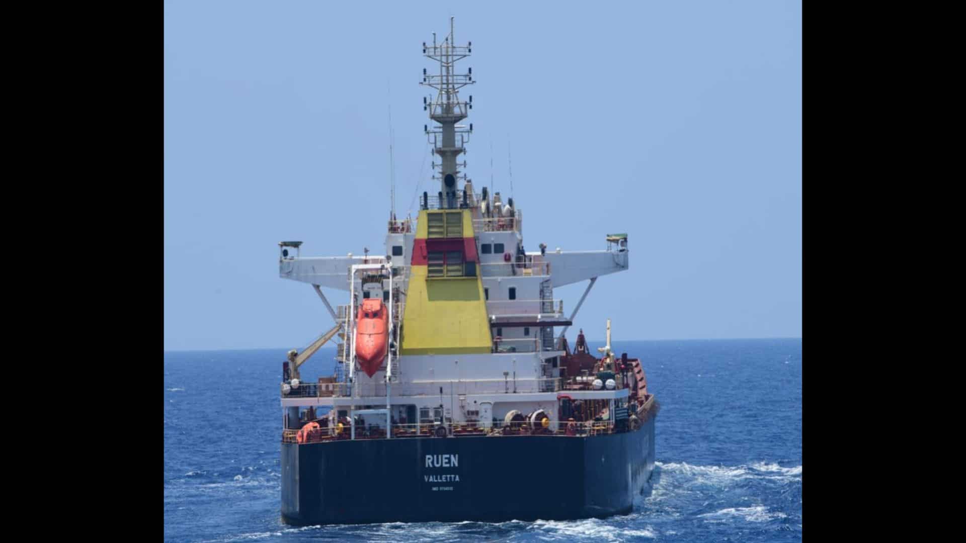 Indian Navy completes operation, makes 35 Somali pirates on board vessel MV Ruen resign, rescues crew