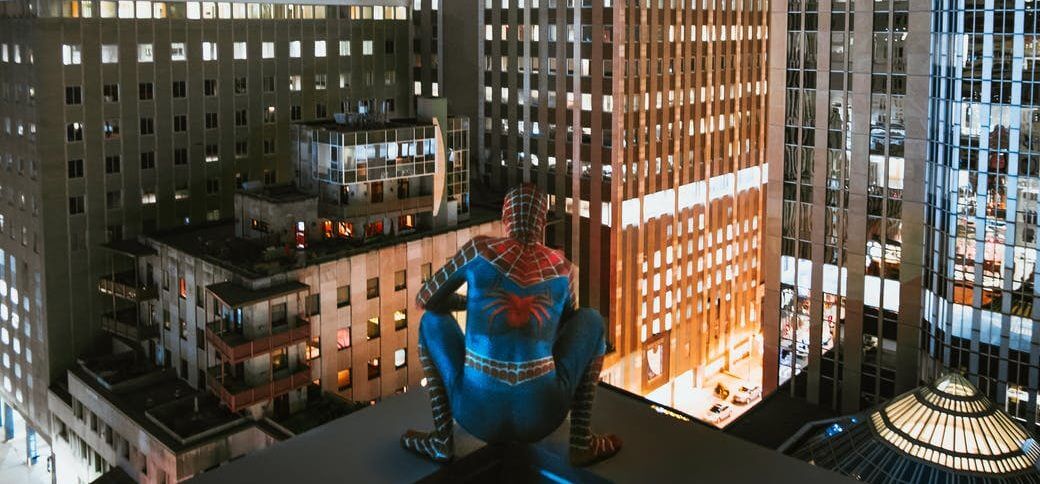 spider man on top of building